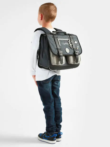 Cartable Urban Vintage 2 Compartiments Grey Stellar pour enfants CP, CE1 - Melisac