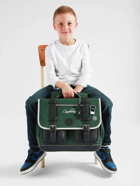 Cartable Urban Vintage 2 Compartiments Soccer Player pour enfants CP, CE1 - Melisac
