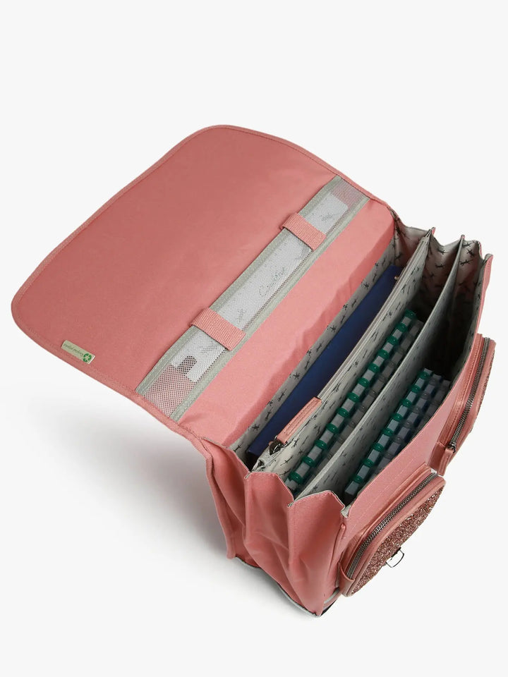 Cartable Vintage Fantasy 3 Compartiments Glossy Pink pour filles CE2, CM1, CM2 - Melisac