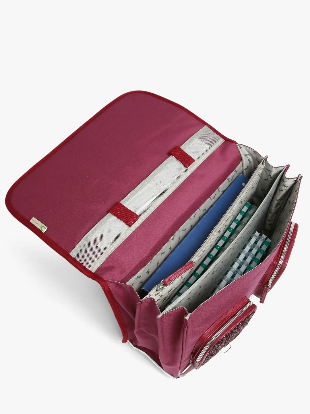 Cartable Vintage Fantasy 3 Compartiments Glossy Cherry pour filles CE2, CM1, CM2 - Melisac