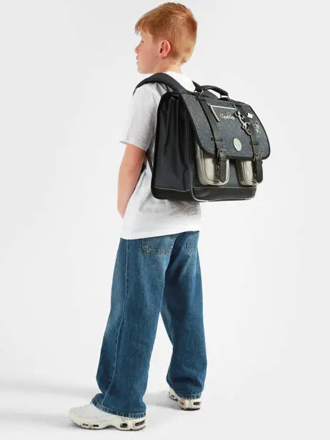 Cartable Urban Vintage 3 Compartiments Grey Stellar pour enfants CE2, CM1, CM2 - Melisac
