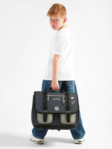 Cartable Urban Vintage 3 Compartiments Grey Stellar pour enfants CE2, CM1, CM2 - Melisac