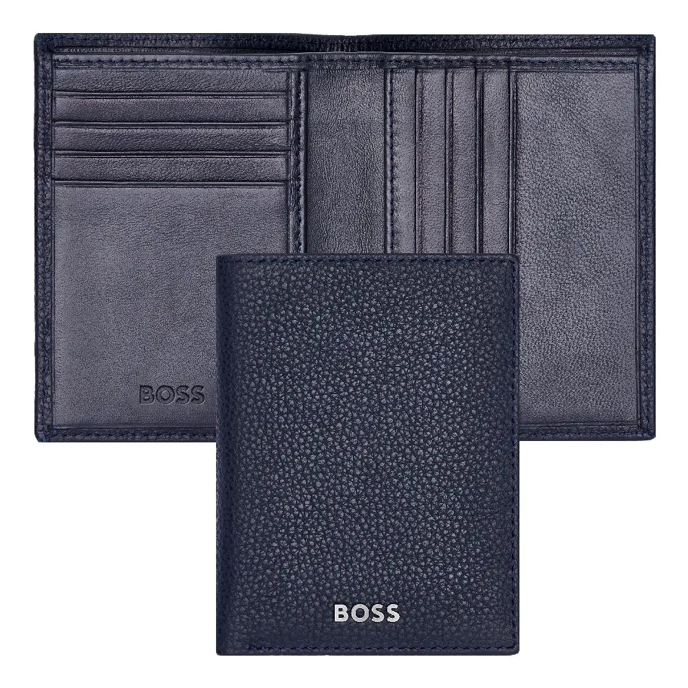Porte-cartes Hugo Boss Classic Grained en cuir grainé bleu - Melisac