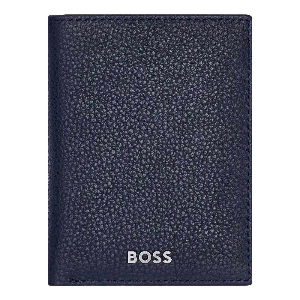 Porte-cartes Hugo Boss Classic Grained en cuir grainé bleu - Melisac