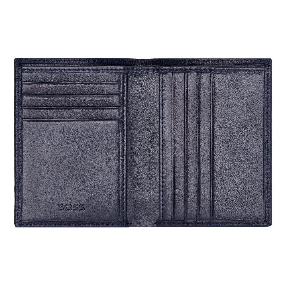Porte-cartes Hugo Boss Classic Grained en cuir grainé bleu - Melisac