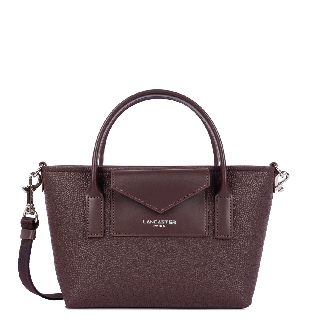 Mini sac cabas à bandoulière en cuir marron Lancaster Maya Double 517-101