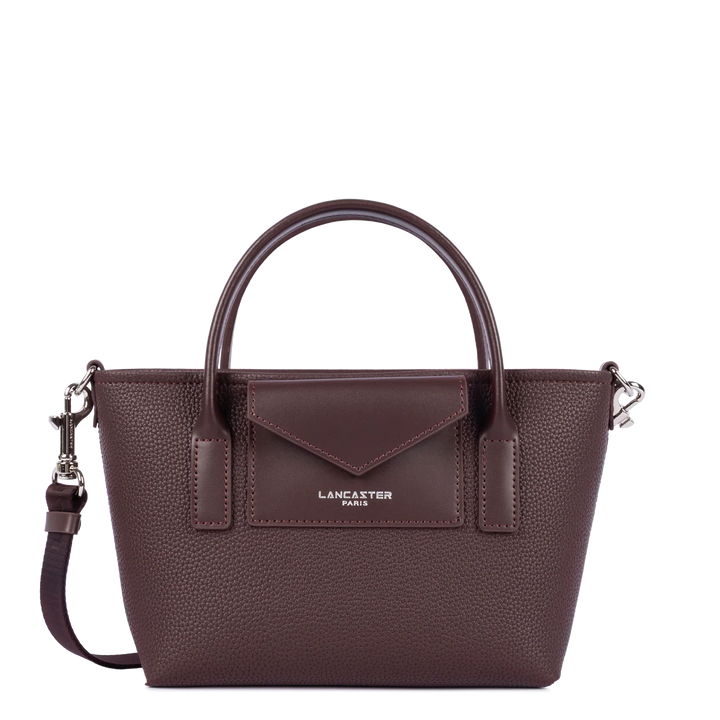 Mini sac cabas à bandoulière en cuir marron Lancaster Maya Double 517-101