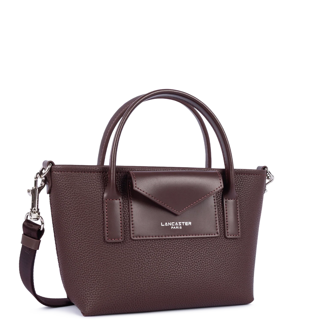 Mini sac cabas à bandoulière en cuir marron Lancaster Maya Double 517-101