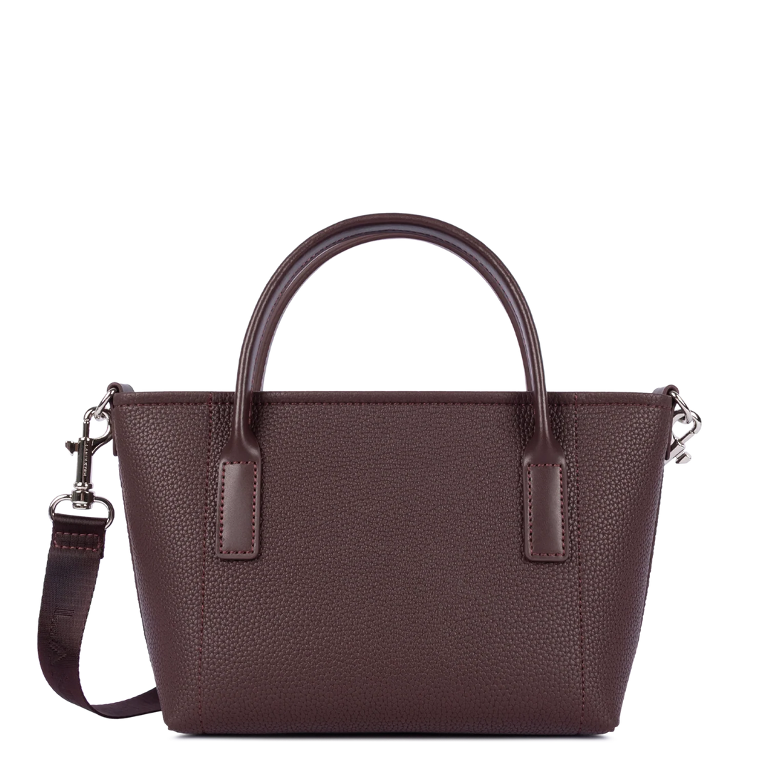 Mini sac cabas à bandoulière en cuir marron Lancaster Maya Double 517-101