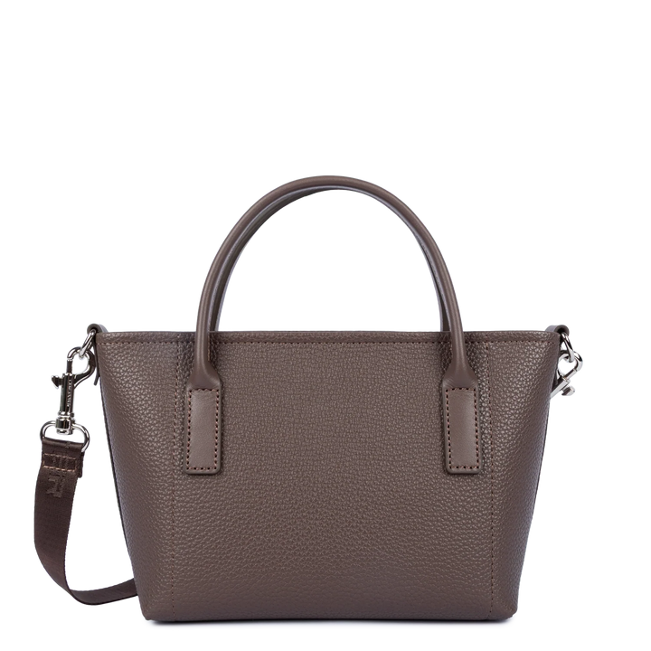 Mini sac cabas à bandoulière en cuir marron Lancaster Maya Double 517-101