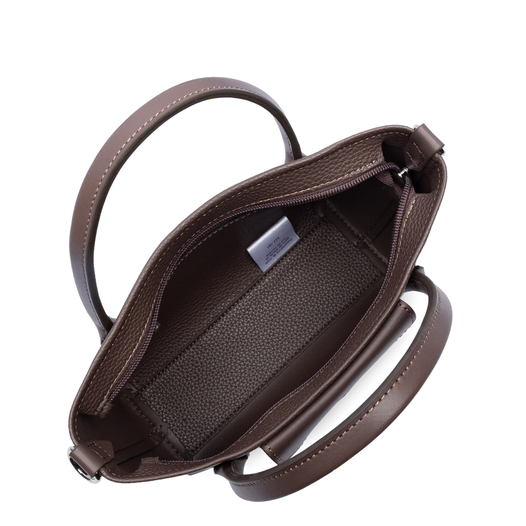 Mini sac cabas à bandoulière en cuir marron Lancaster Maya Double 517-101