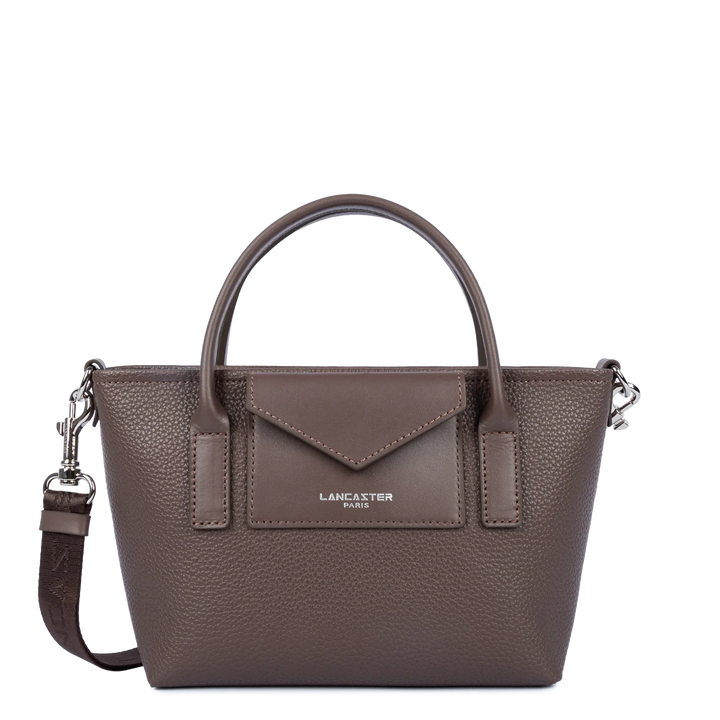 Mini sac cabas à bandoulière en cuir marron Lancaster Maya Double 517-101