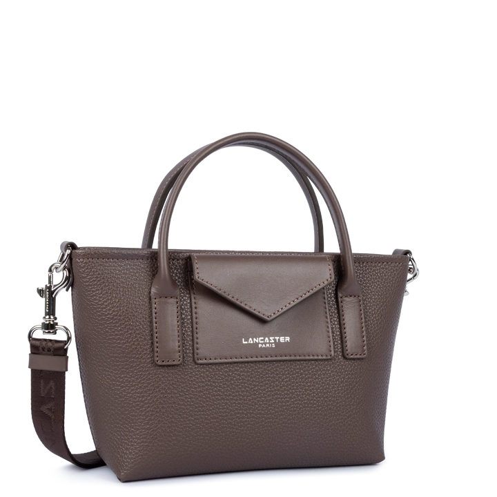 Mini sac cabas à bandoulière en cuir marron Lancaster Maya Double 517-101