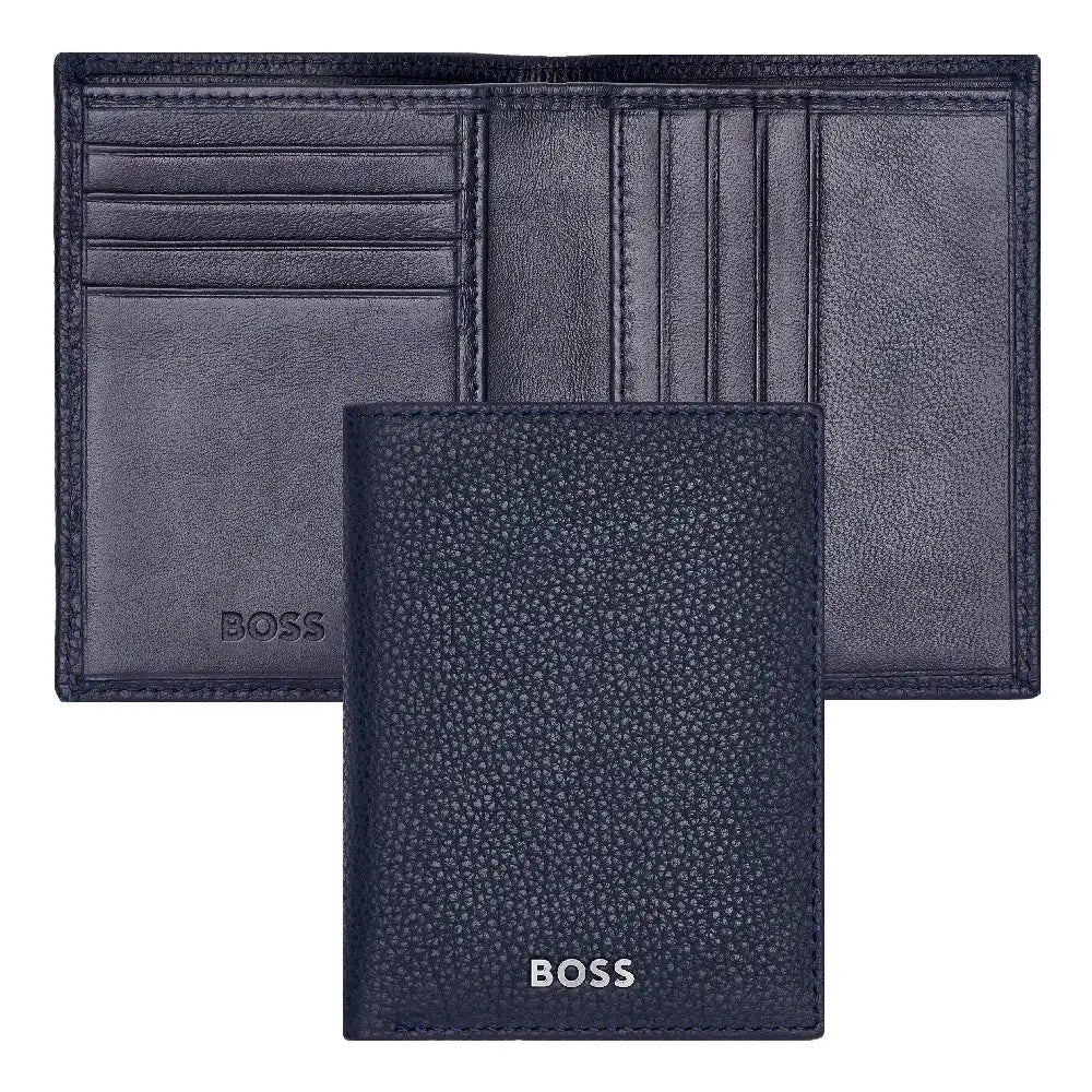 Porte-cartes Hugo Boss Classic Grained en cuir grainé bleu - Melisac