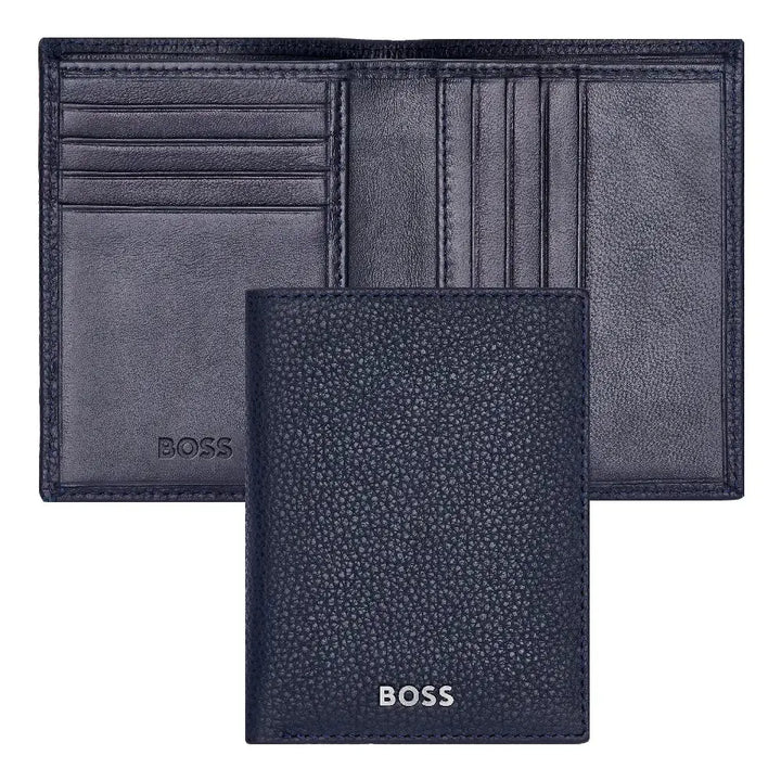 Porte-cartes Hugo Boss Classic Grained en cuir grainé bleu - Melisac