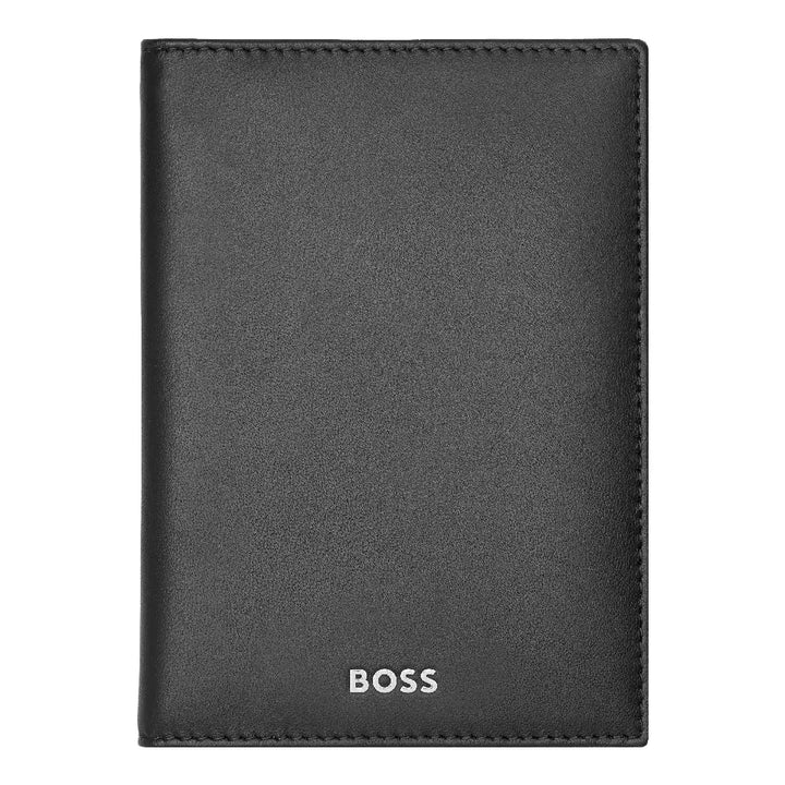 Porte-passeport Hugo Boss Classic Smooth en cuir noir - Melisac