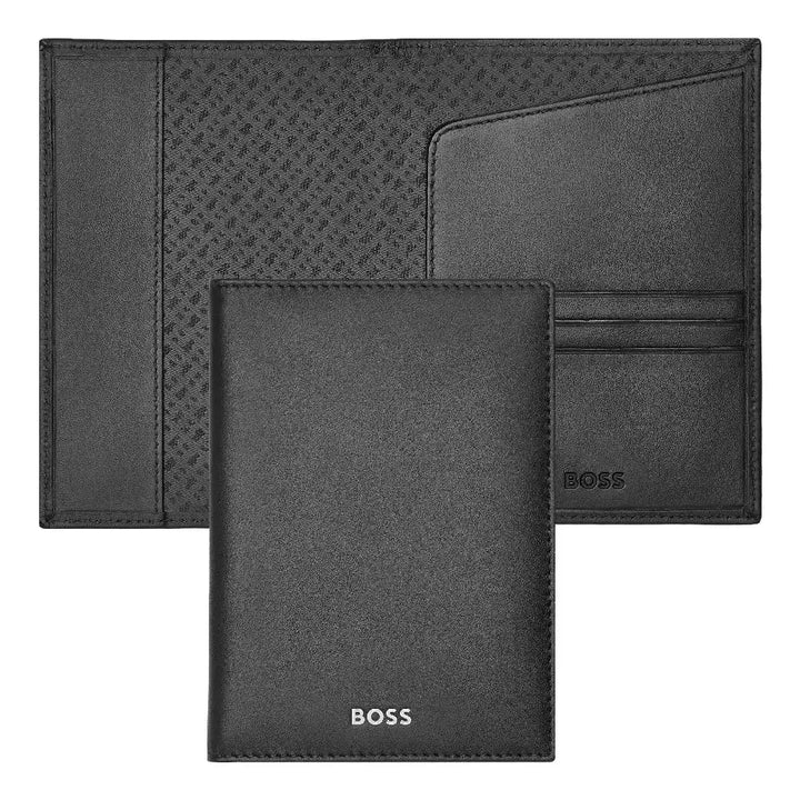 Porte-passeport Hugo Boss Classic Smooth en cuir noir - Melisace