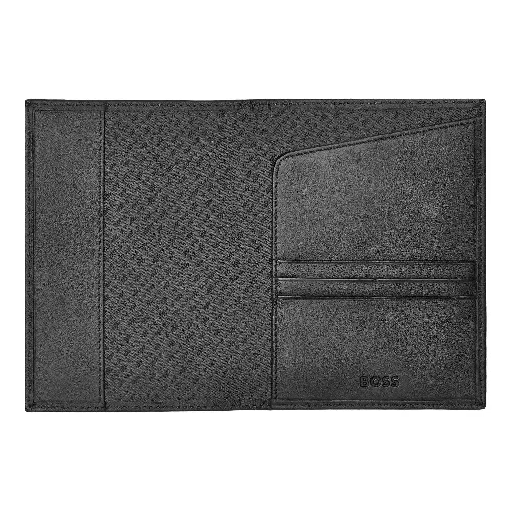 Porte-passeport Hugo Boss Classic Smooth en cuir noir - Melisac