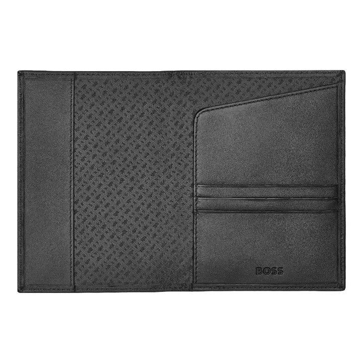 Porte-passeport Hugo Boss Classic Smooth en cuir noir - Melisac