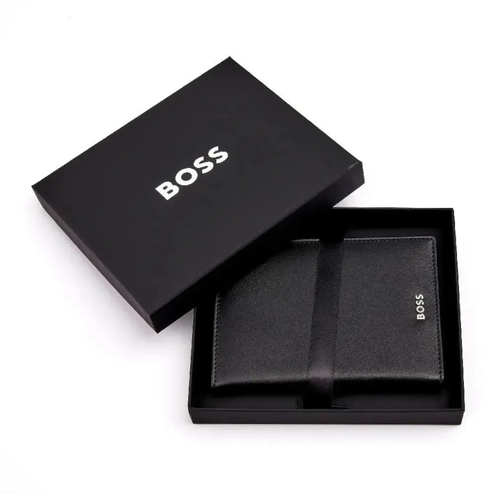 Porte-passeport Hugo Boss Classic Smooth en cuir noir - Melisac
