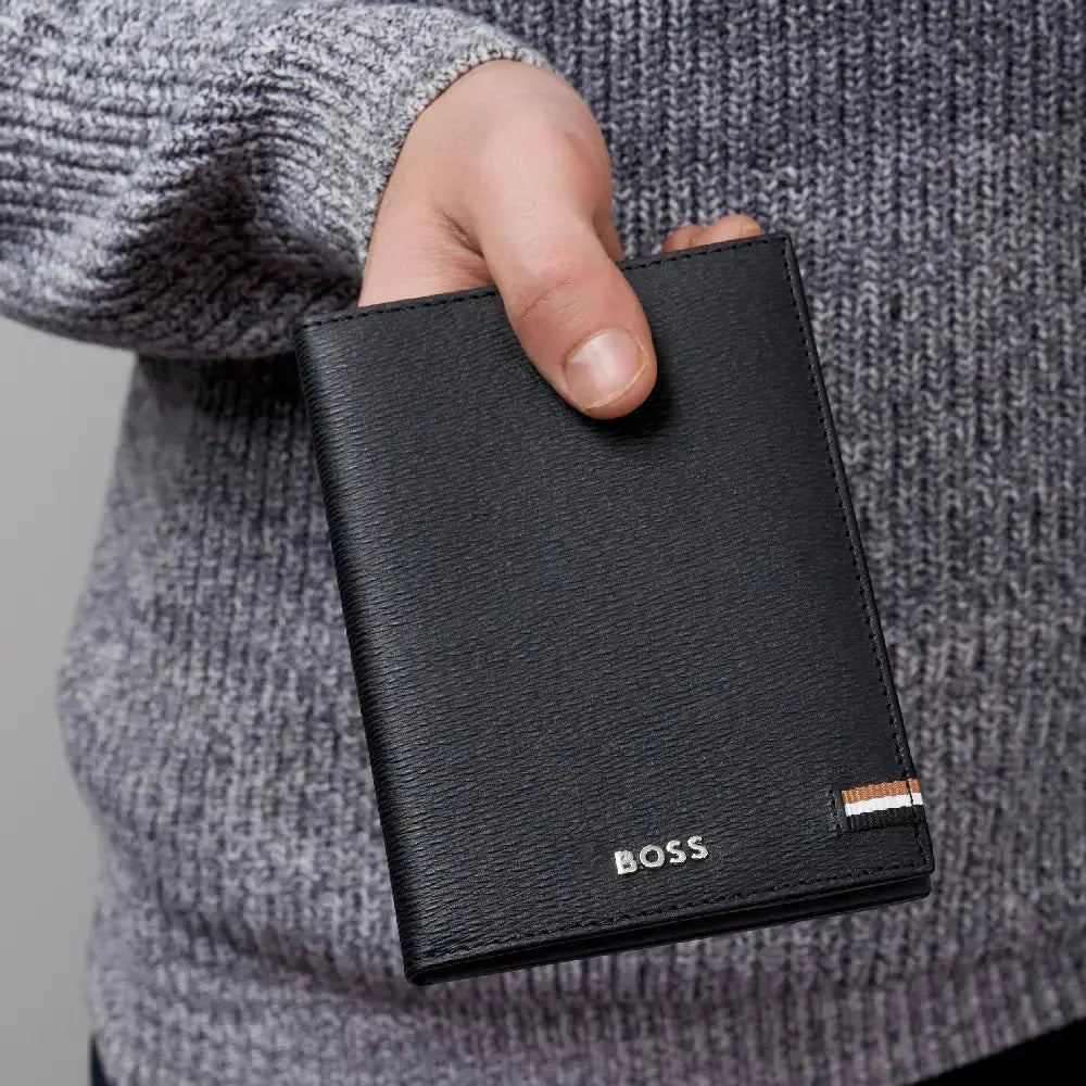 Portefeuille Iconic Hugo Boss en cuir grainé noir - Melisac