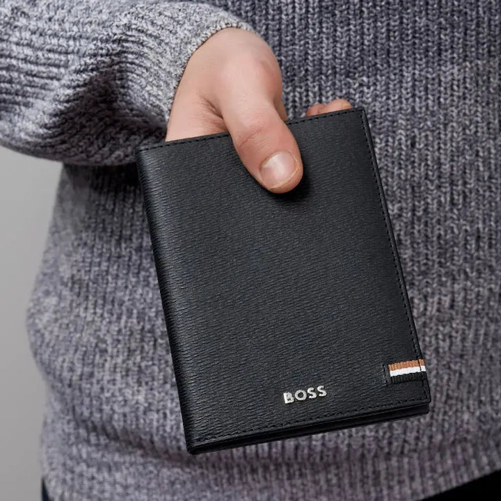 Portefeuille Iconic Hugo Boss en cuir grainé noir - Melisac