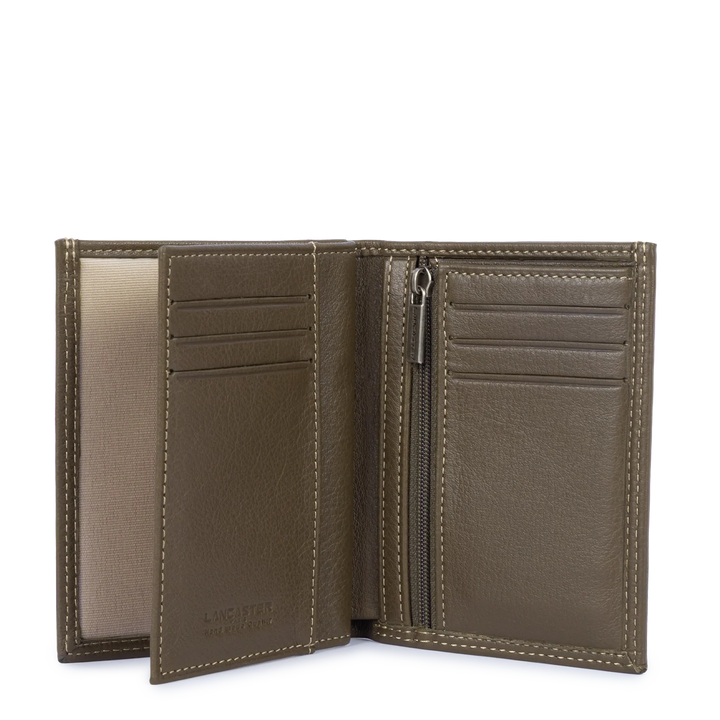 Portefeuille Lancaster Homme en cuir kaki modèle 120-12