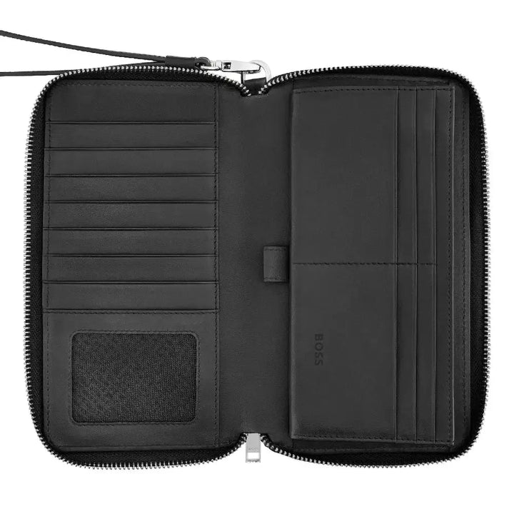 Portefeuille Voyage Classic Smooth Hugo Boss en cuir noir - Melisac