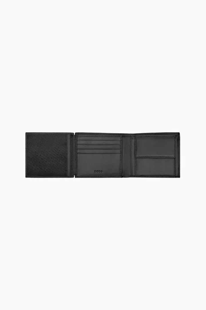 Portefeuille noir en cuir grainé Hugo Boss - Melisac