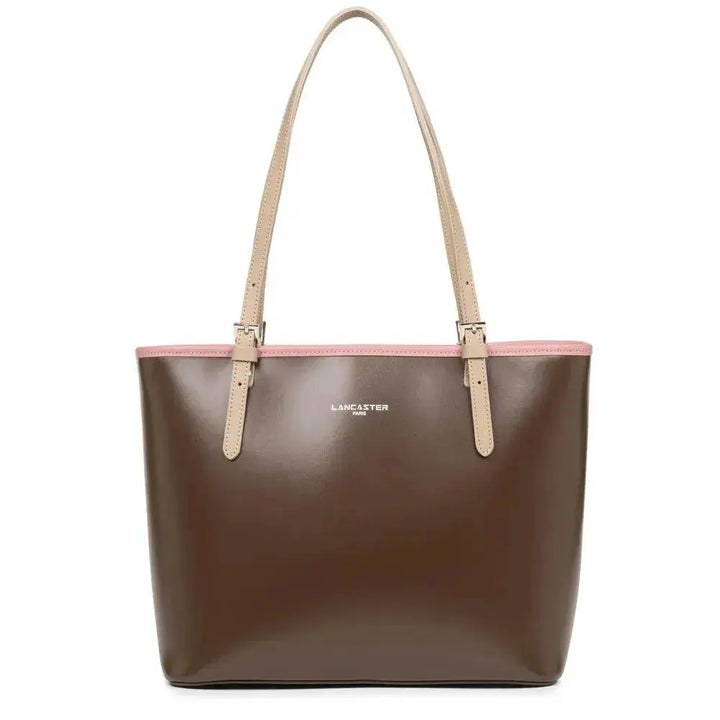 Sac Cabas Lancaster Smooth 437-07 - Sac Cabas Lancaster Smooth 437-07 - Marron - Rose antic - Nude Melisac -Reims
