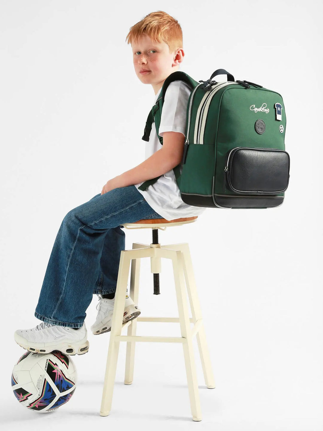Sac à dos scolaire pour garçon école primaire Vintage Soccer Player Caméléon - Melisac