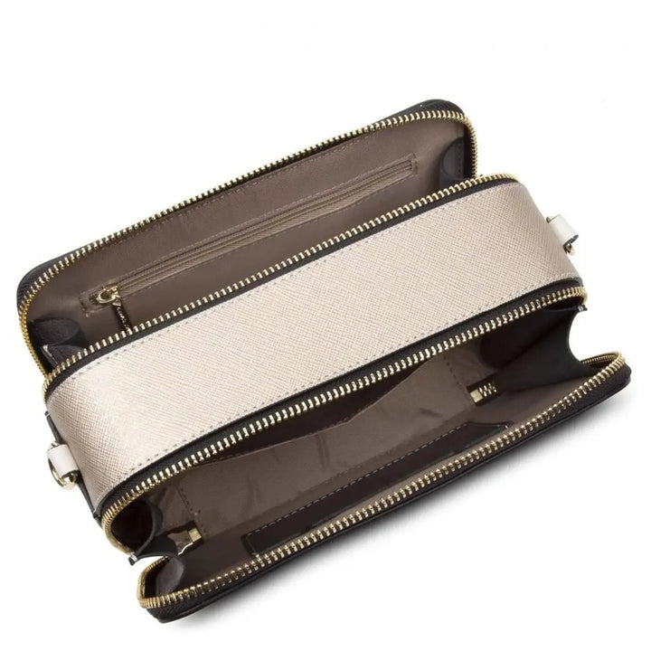 Sac bandoulière Lancaster Saffiano Signature 527-31 - Sac bandoulière Lancaster Saffiano Signature 527-31 - Noir/Champagne/Ivoire Melisac -Reims