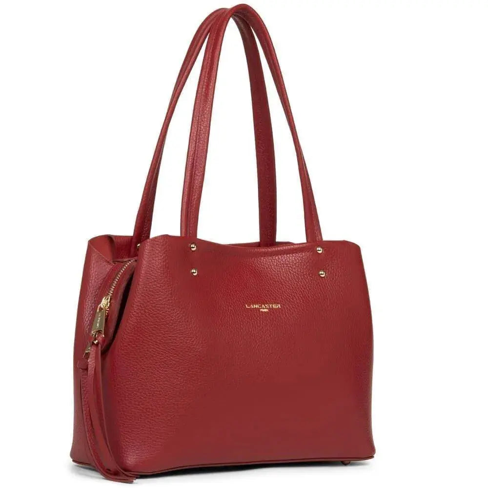 Sac cabas Lancaster Foulonne Double 470-47 - Sac cabas Lancaster Foulonne Double 470-47 - Carmin/Blush Melisac -Reims
