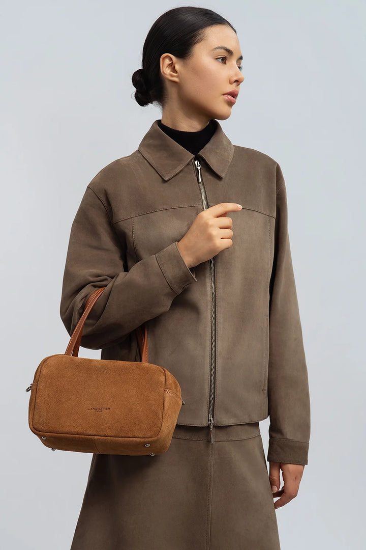 Sac à main en velours camel Suede IT  Lancaster 480-088 