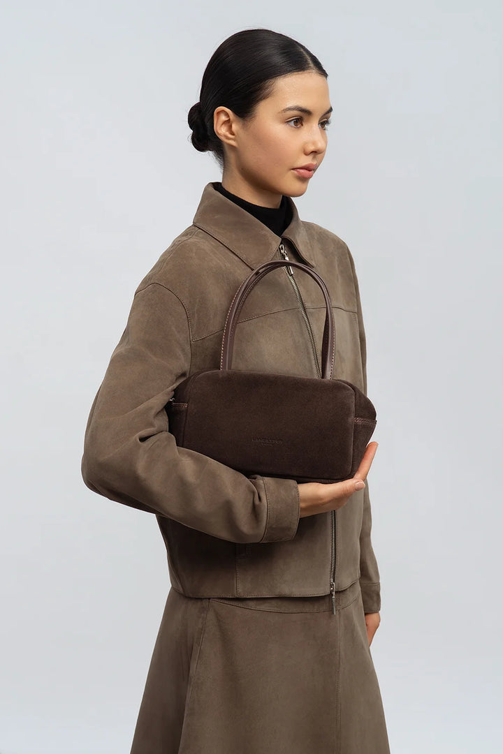 Sac à main en velours marron Suede IT  Lancaster 480-088 