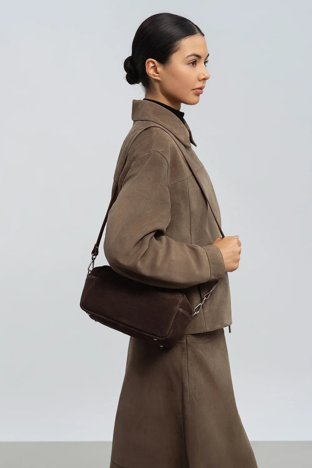 Sac à main en velours marron Suede IT  Lancaster 480-088 