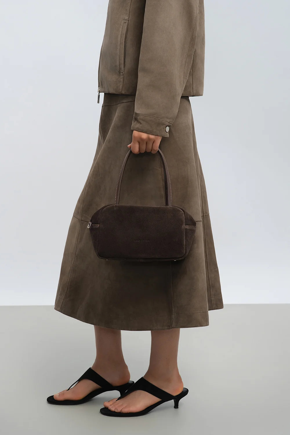 Sac à main en velours marron Suede IT  Lancaster 480-088 