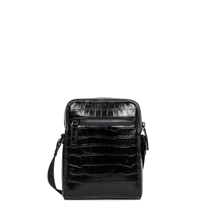 Sacoche noir en cuir verni effet crocodile Lancaster 380-004 pour femmes