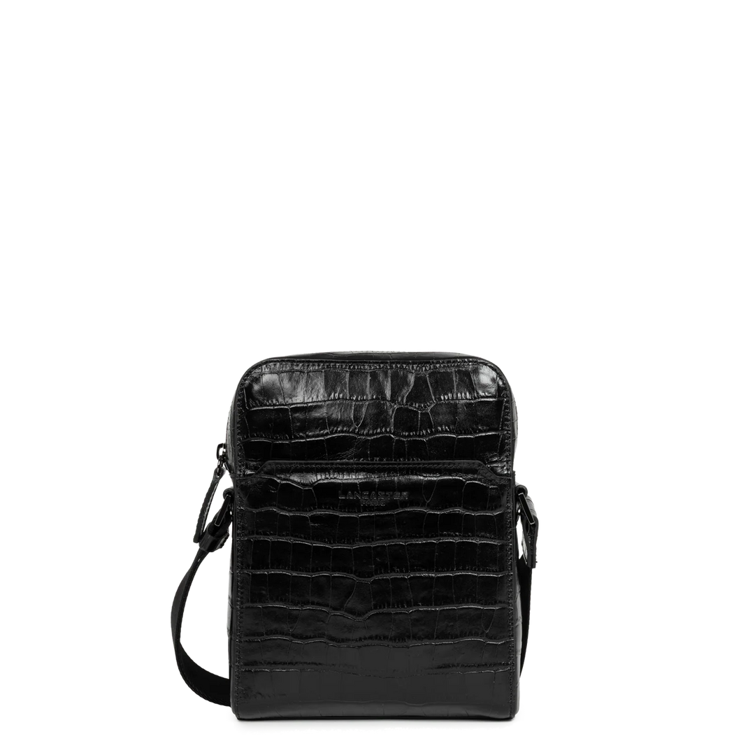 Sacoche noir en cuir verni effet crocodile Lancaster 380-004 pour femmes