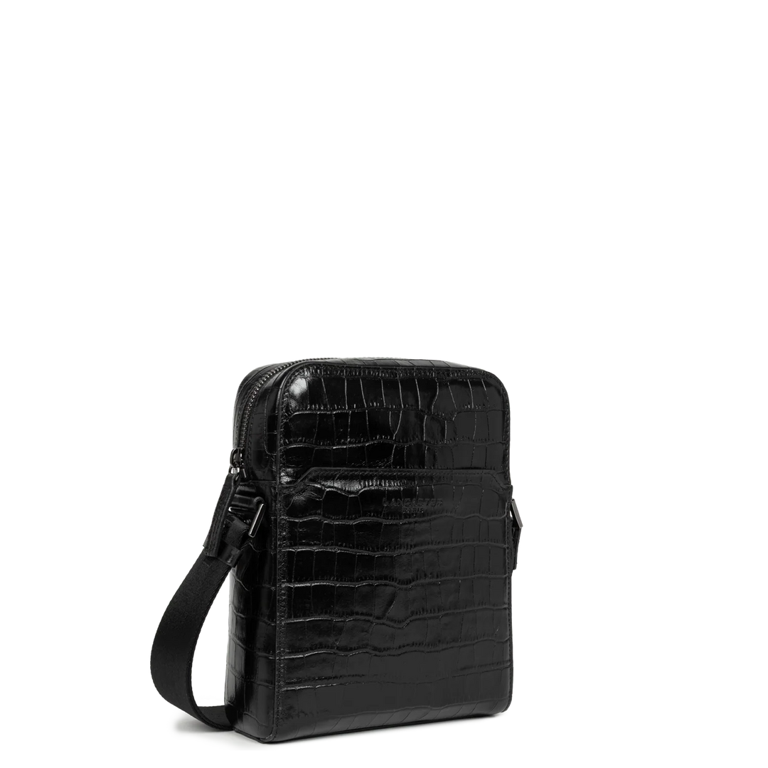 Sacoche noir en cuir verni effet crocodile Lancaster 380-004 pour femmes