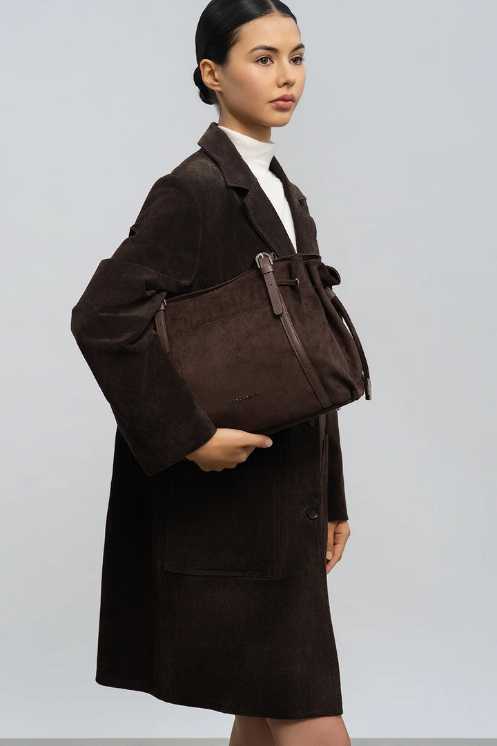 Sac cabas en velours marron Lancaster 518-097