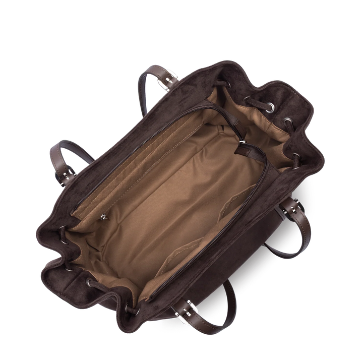 Sac cabas en velours marron Lancaster 518-097
