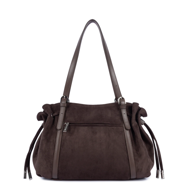 Sac cabas en velours marron Lancaster 518-097