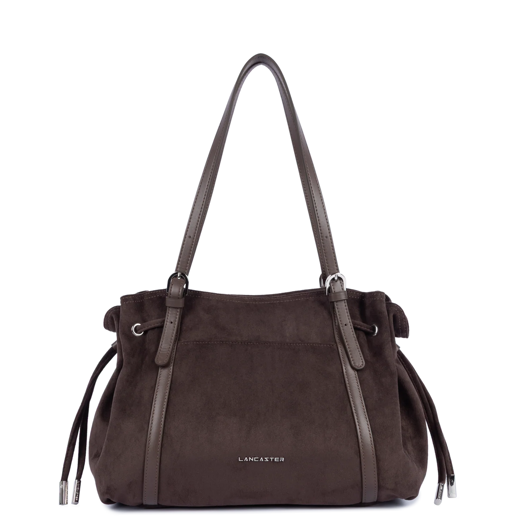 Sac cabas en velours marron Lancaster 518-097