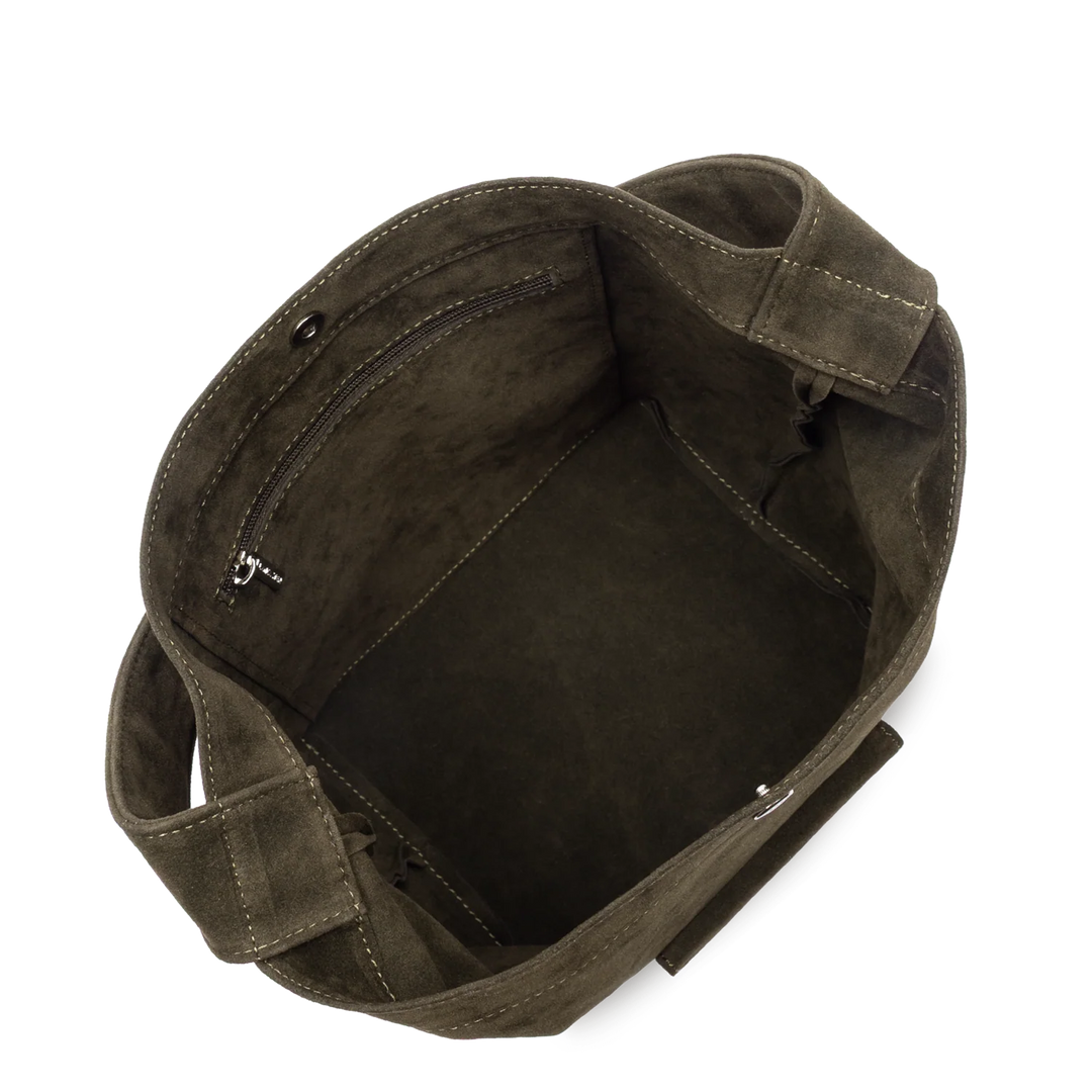 Mini Sac Seau en velours kaki Lancaster 518-060