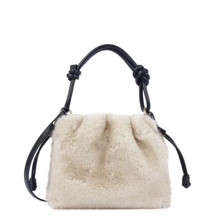 Petit Sac Besace en moumoute fourrure blanc Lancaster 518-087