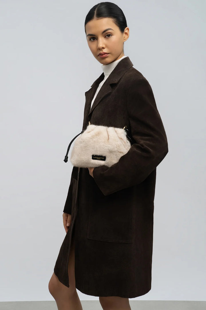 Petit Sac Besace en moumoute marron Lancaster 518-087