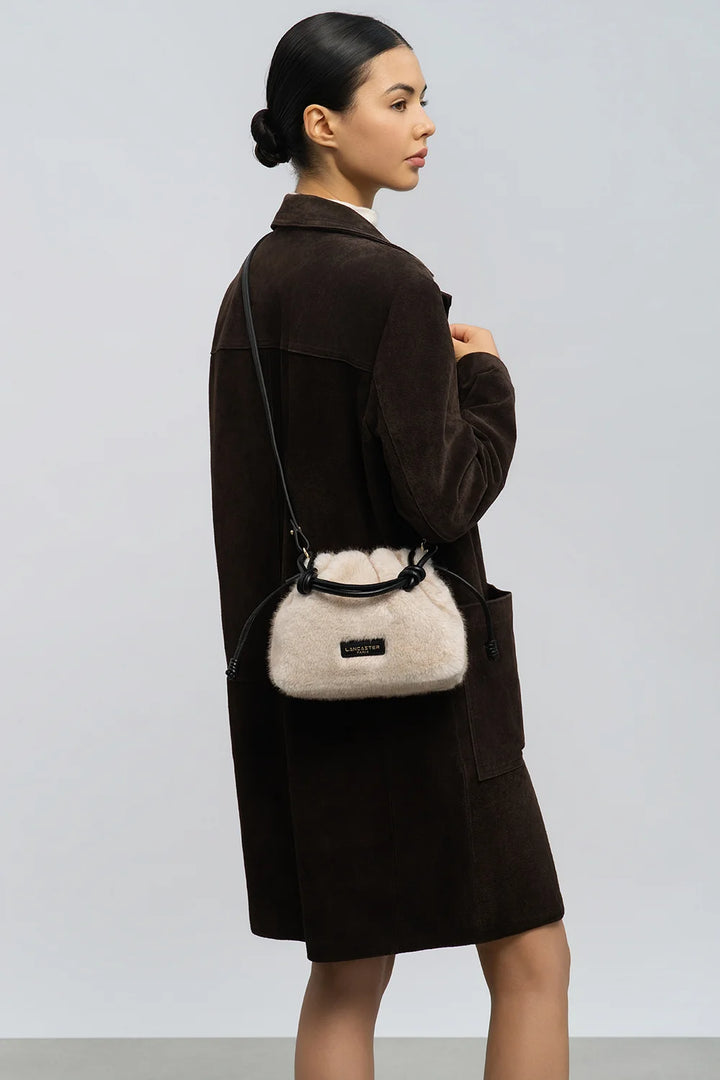 Petit Sac Besace en moumoute fourrure blanc Lancaster 518-087