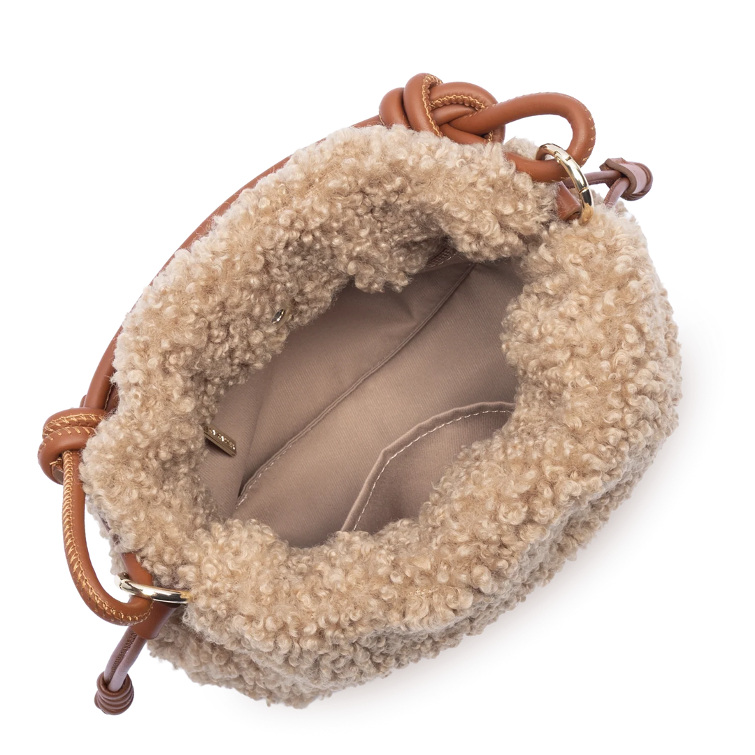 Petit Sac Besace en moumoute marron Lancaster 518-087