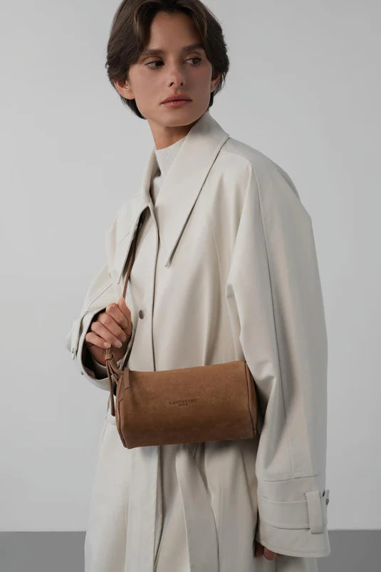 Petit sac rectangle Suede en velours camel Lancaster 530-54